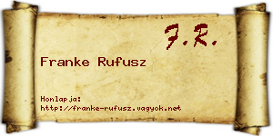 Franke Rufusz névjegykártya